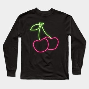 80's Gift 80s Retro Neon Sign Cherry Long Sleeve T-Shirt